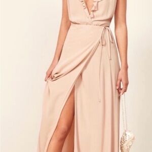 Reformation Blush Maxi Wrap Peppermint Dress